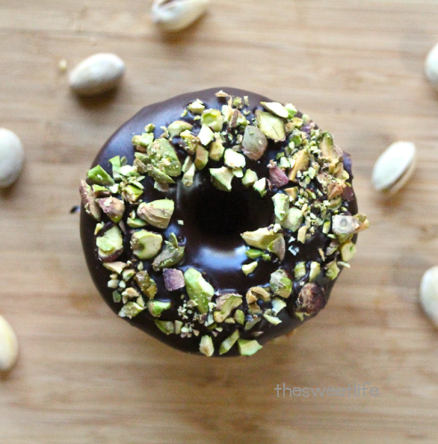 double chocolate pistachio donuts